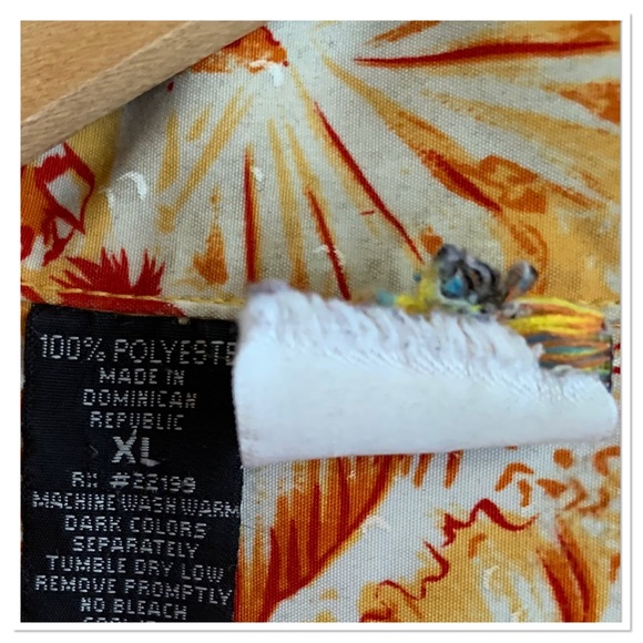 Vintage Kennington Hawaiian Tropical Print Button Up Shirt Dragon Print Orange - Picture 4 of 11